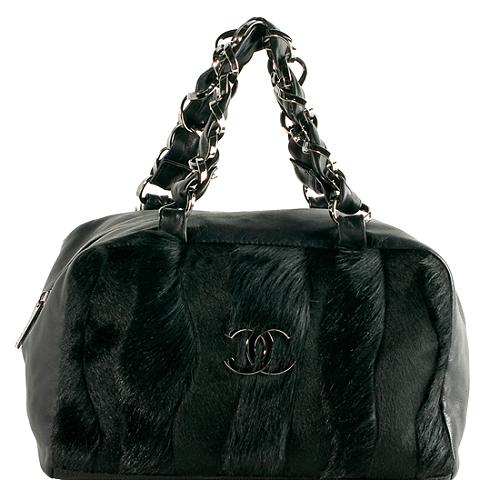 Chanel Calf Hair Bowler Satchel Handbag