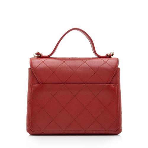 Chanel Calfskin Double Pocket Small Top Handle Bag