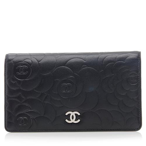 Chanel Lambskin Camellia Long Wallet