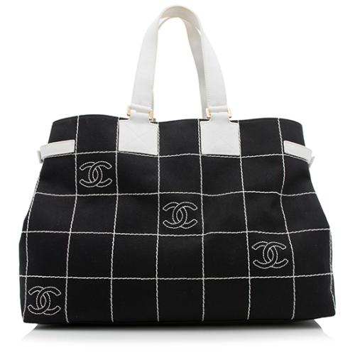 Chanel Canvas Square Quilt Stitched Tote
