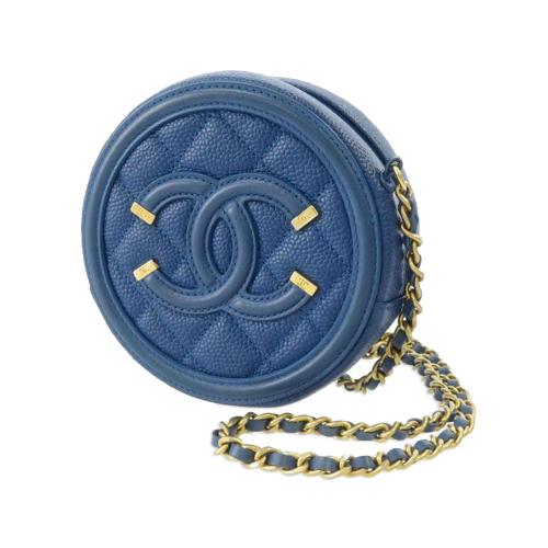 Chanel Caviar CC Filigree Round Crossbody