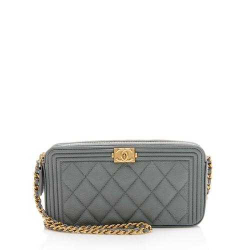 Chanel Grained Calfskin Boy Clutch with Chain