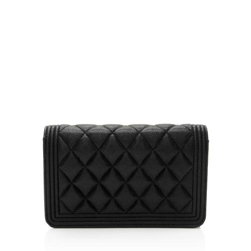 Chanel Caviar Leather Boy Wallet on Chain