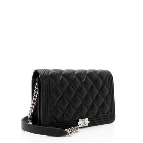 Chanel Caviar Leather Boy Wallet on Chain