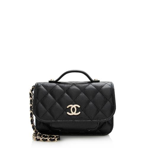 Chanel Caviar Leather Business Affinity Flap Clutch with Chain