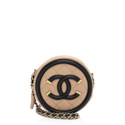 Chanel Caviar Leather CC Filigree Round Clutch with Chain - FINAL SALE