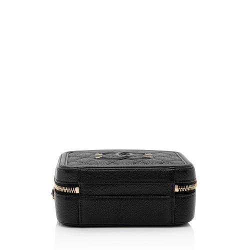 Chanel Caviar Leather CC Filigree Small Vanity Case