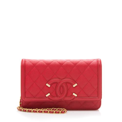 Chanel Grained Calfskin CC Filigree Wallet on Chain Bag