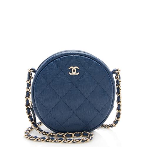 Chanel Caviar Leather Round Clutch with Chain, Chanel Handbags