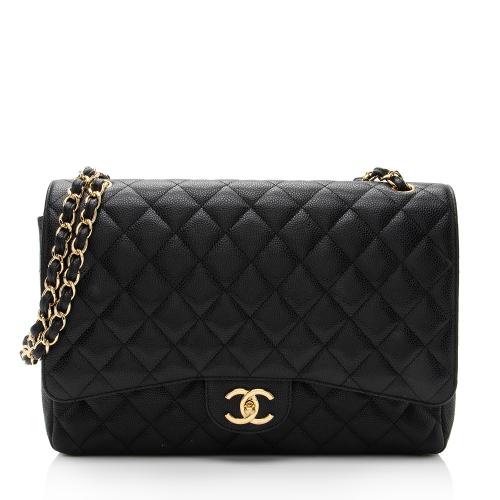 Chanel Caviar Leather Classic Maxi Double Flap Bag, Chanel Handbags