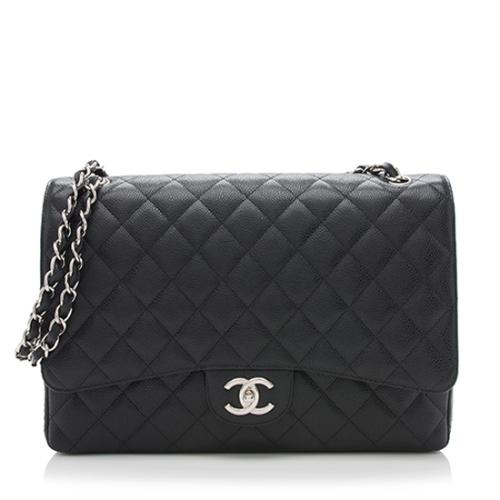 Chanel Caviar Leather Classic Maxi Double Flap Shoulder Bag - FINAL SALE
