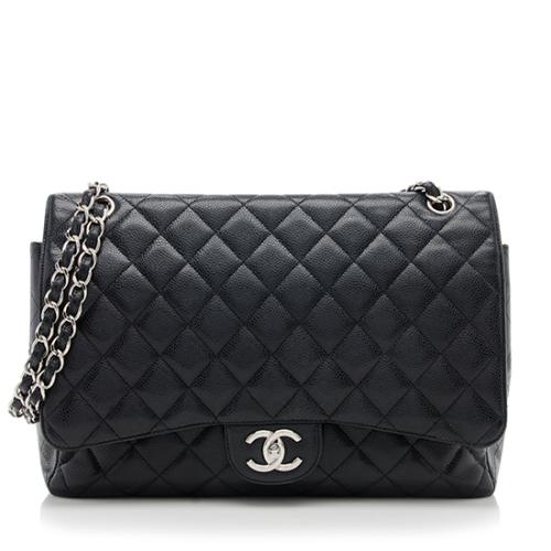 Chanel Caviar Leather Classic Maxi Double Flap Shoulder Bag