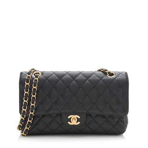Chanel Caviar Leather Classic Medium Double Flap Shoulder Bag