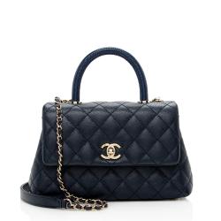 Chanel Caviar Leather Coco Top Handle Mini Flap Bag