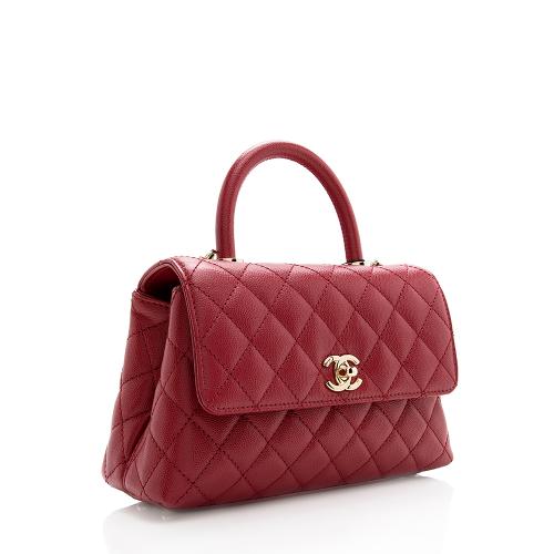 Chanel Caviar Leather Coco Top Handle Mini Flap Bag