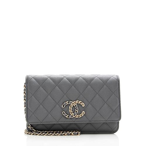 Chanel Caviar Leather French New Wave Chain Wallet On Chain Bag