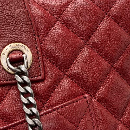 Chanel Caviar Leather Front Pocket Large Shopping Tote