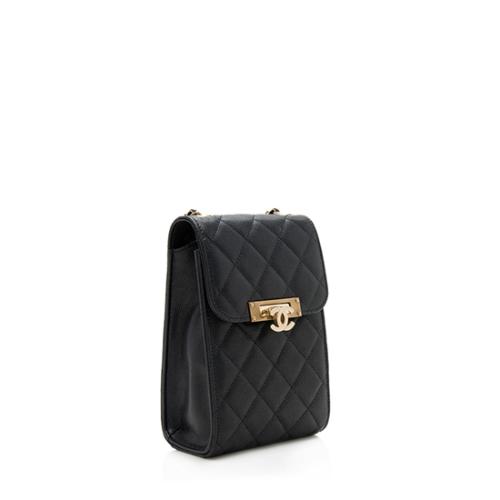 Chanel Caviar Leather Golden Class Phone Holder Crossbody Bag