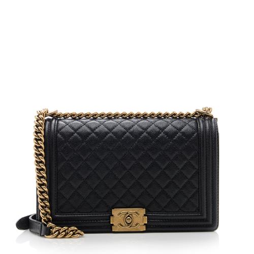 Chanel Caviar Leather Medium Boy Bag