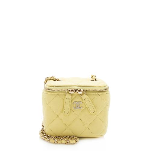 Chanel Vanity Case Shoulder Bag Yellow Mini