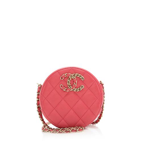 Chanel Caviar Leather New Wave Round Clutch with Chain