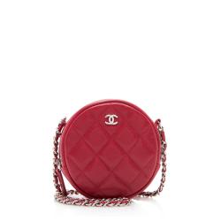 Chanel Caviar Leather Round Clutch with Chain