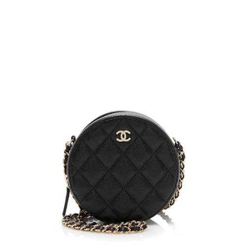 Chanel Caviar Leather Round Clutch with Chain