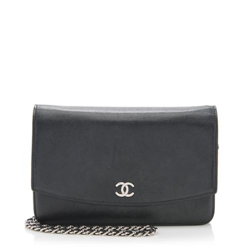Chanel Caviar Leather Sevruga Wallet on Chain