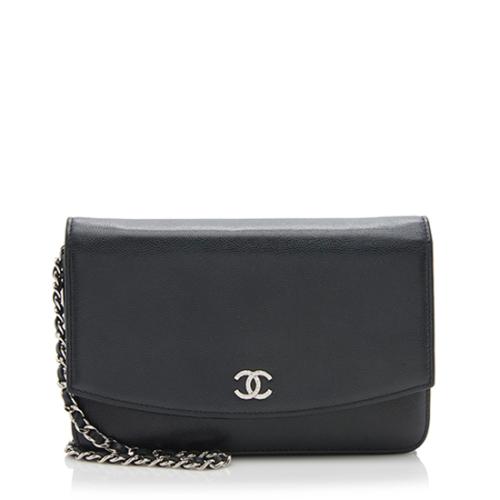 Chanel Caviar Leather Sevruga Wallet on Chain