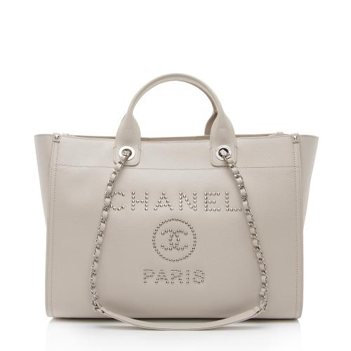 Chanel Caviar Leather Studded Deauville Medium Tote
