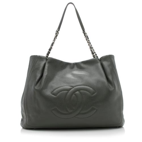 Chanel Caviar Leather Timeless CC Pleated Large Tote