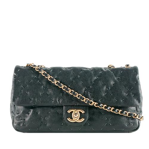 Chanel Caviar Leather Top Stitch Flap Shoulder Handbag