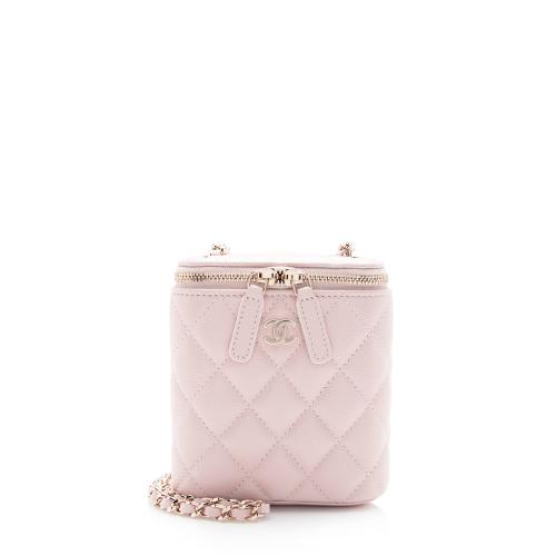 CHANEL Caviar Quilted Small Vanity Case With Chain Pink 1273185