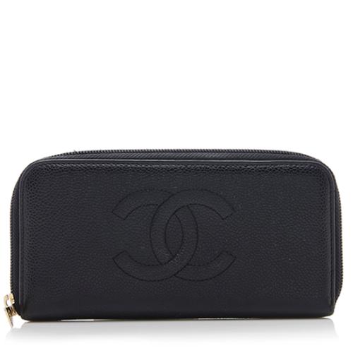 Chanel Caviar Leather Zip Around Wallet