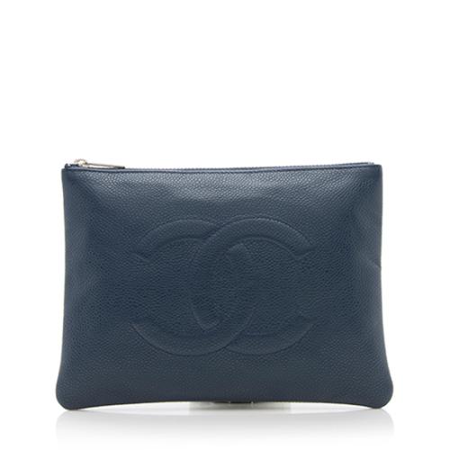 Chanel Caviar Leather Zip Small Clutch