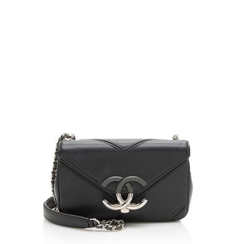 Chanel Chevron Grained Calfskin Macro CC Small Flap Bag