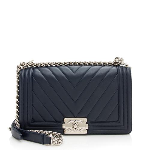 Chanel Chevron Lambskin Boy Medium Flap Bag