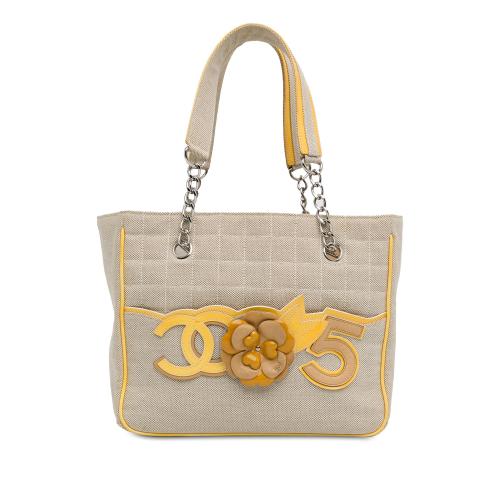 Chanel Choco Bar Canvas CC Camellia No. 5 Tote