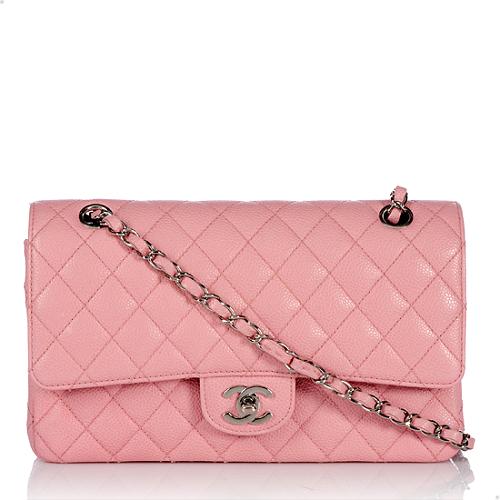 Chanel Classic 2.55 Quilted Caviar Leather Medium Double Flap Shoulder Bag