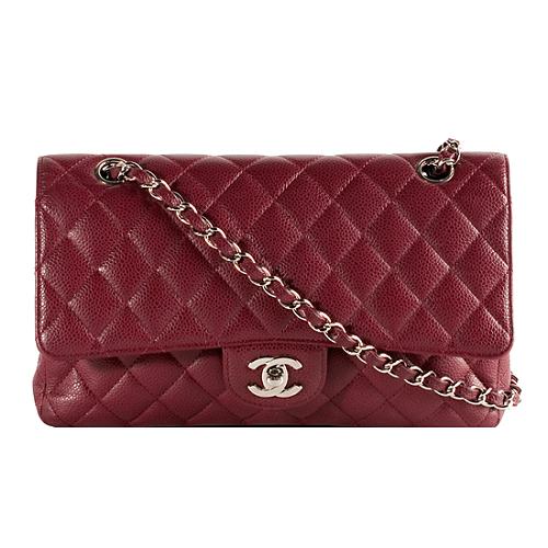 Chanel Classic 2.55 Quilted Caviar Leather Medium Double Flap Shoulder Handbag