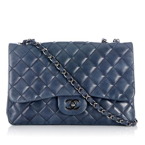 Chanel Classic 2.55 Quilted Lambskin Jumbo Flap Shoulder Handbag