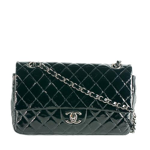 Chanel Classic 2.55 Quilted Patent Leather Medium Double Flap Shoulder Bag