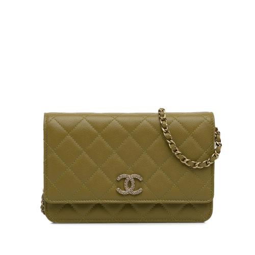 Chanel Classic Caviar Crystal Wallet on Chain