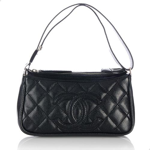 Chanel Classic Caviar Leather Pochette Shoulder Bag
