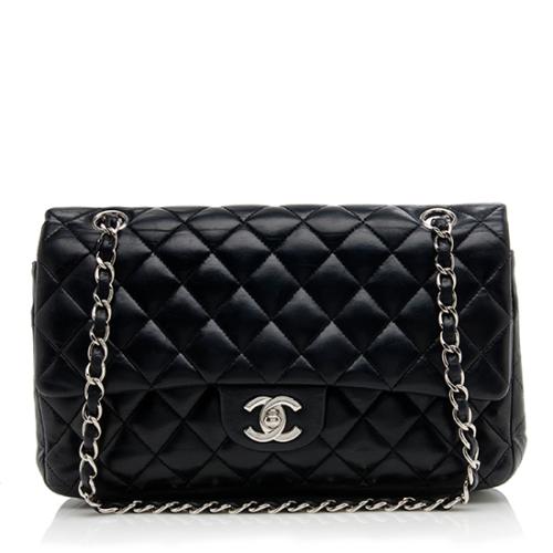 Chanel Lambskin Classic Medium Double Flap Shoulder Bag 