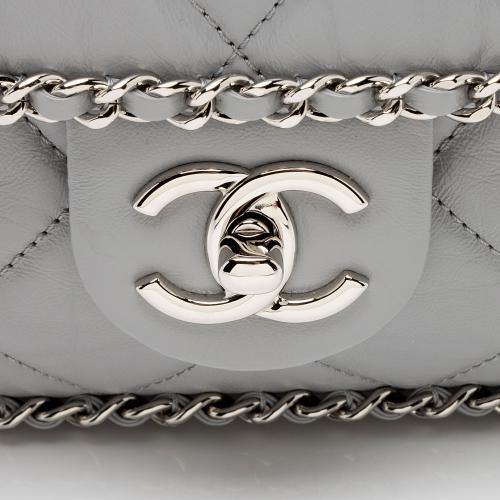 Chanel Crumpled Calfskin Running Chain Around Large Flap Bag