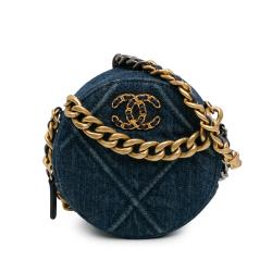 Chanel Denim 19 Round Clutch with Chain