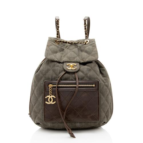 Chanel Denim Calfskin CC Drawstring Backpack