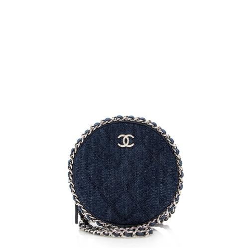 Chanel Denim Round Clutch with Chain