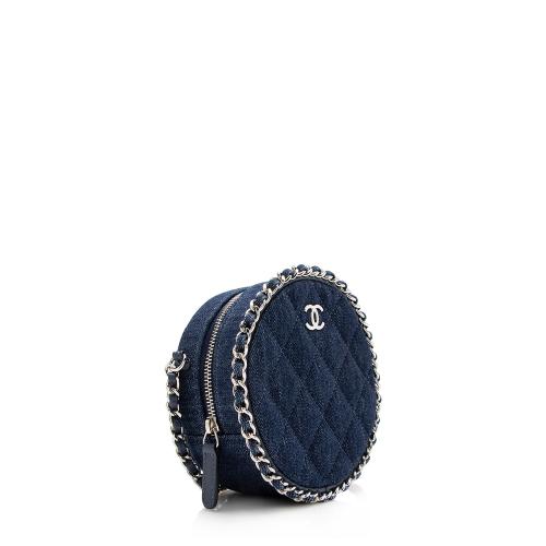 Chanel Denim Round Clutch with Chain